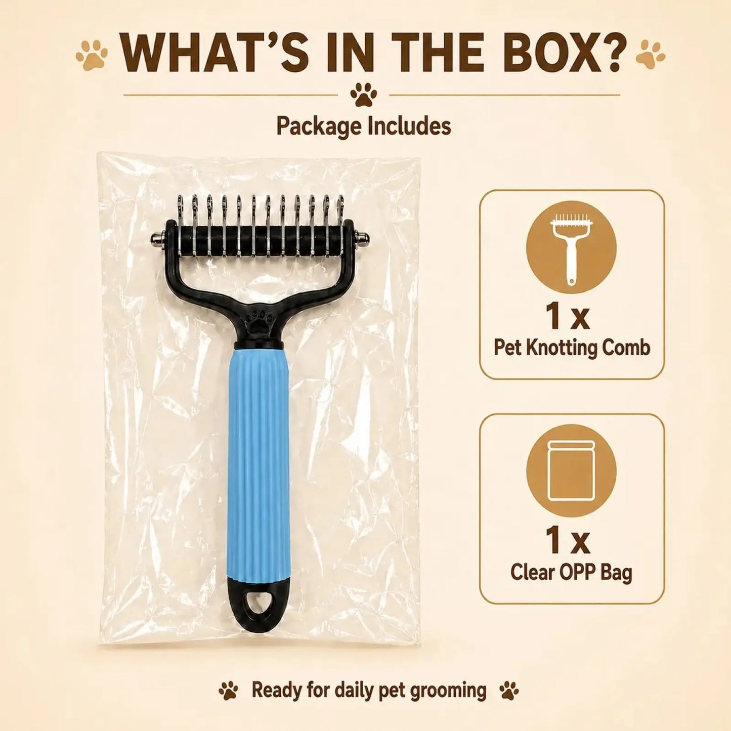 Professional Stainless Steel Pet Detangling Comb for Dogs and Cats - Effective Grooming Tool for Loose Hair, Mats, Tangles, Shedding, and Daily Coat Maintenance