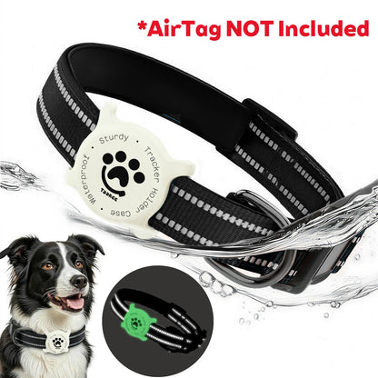 Taakcc Reflective Dog Collar with Luminous AirTag Holder, Waterproof Soft Padding, and Safety Buckle, AirTag Tracker Case Collars