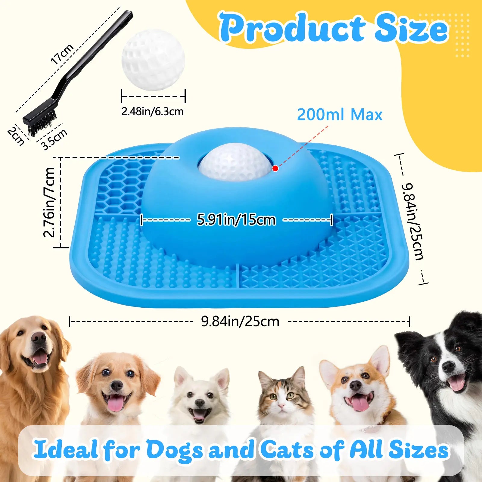 Silicone Non-Slip Slow Feeder Bowl for Dogs and Cats - Interactive Anti-Gulp Feeding Mat for Wet Food, Treats, Yogurt, and Peanut Butter
