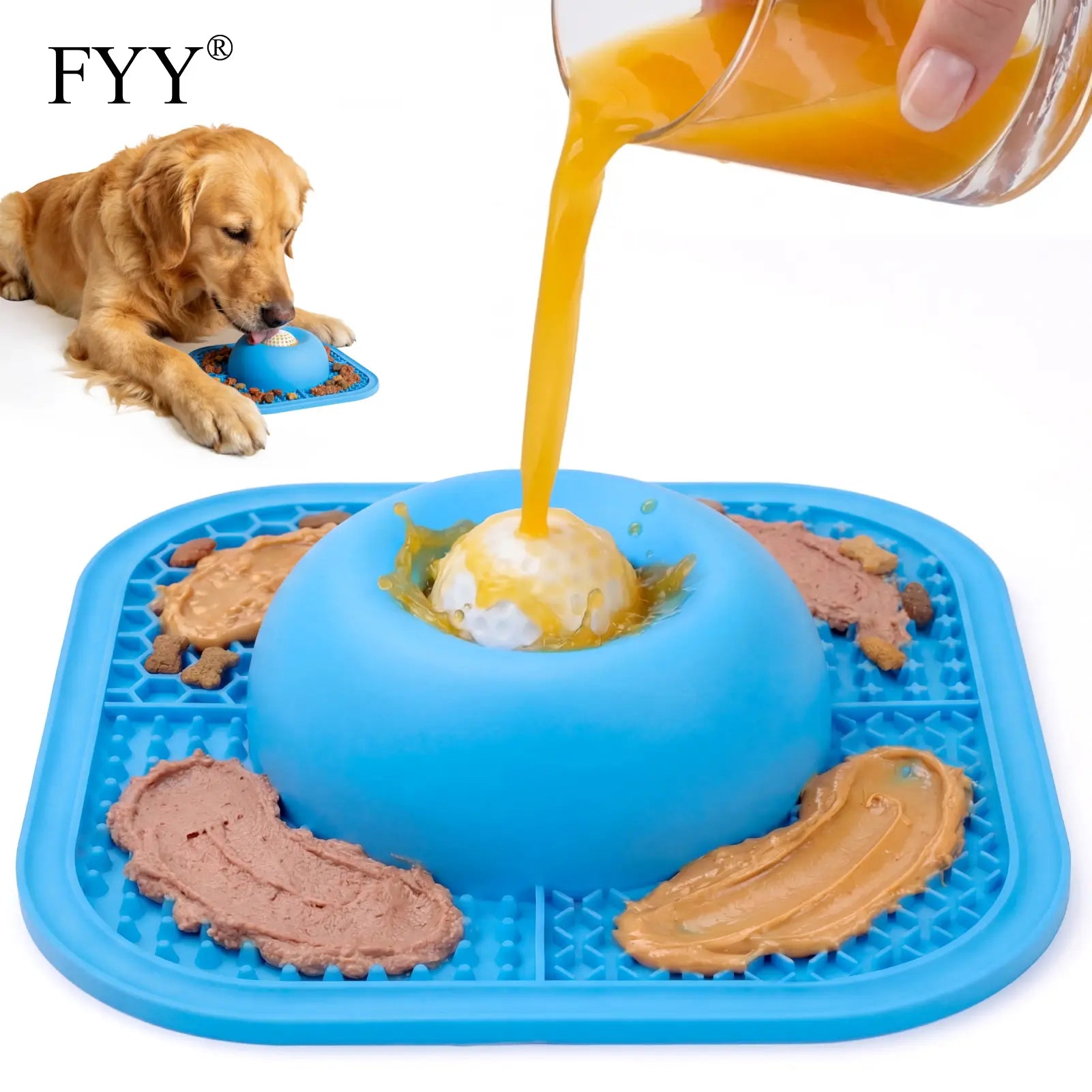 Silicone Non-Slip Slow Feeder Bowl for Dogs and Cats - Interactive Anti-Gulp Feeding Mat for Wet Food, Treats, Yogurt, and Peanut Butter