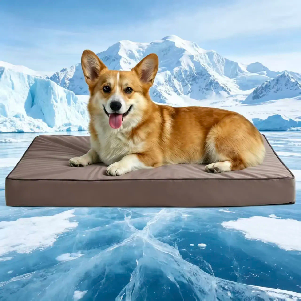 Blunique Orthopedic Cooling Pet Bed for Dogs and Cats, Waterproof Egg Crate Foam Mat and C-Shaped Sofa Bed with Q-Max 4.0 Cooling Fabric, Washable and Dryer Safe Summer Bed for Small and Large Pets