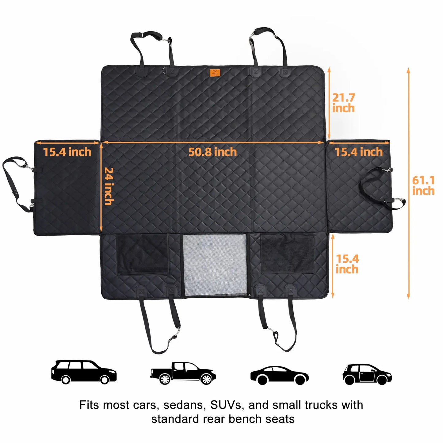 Zvrpet Heavy-Duty Dog Car Seat Cover with Mesh Window - Waterproof, Scratch-Resistant Hammock for SUVs and Trucks, Large Size, Non-Slip Design