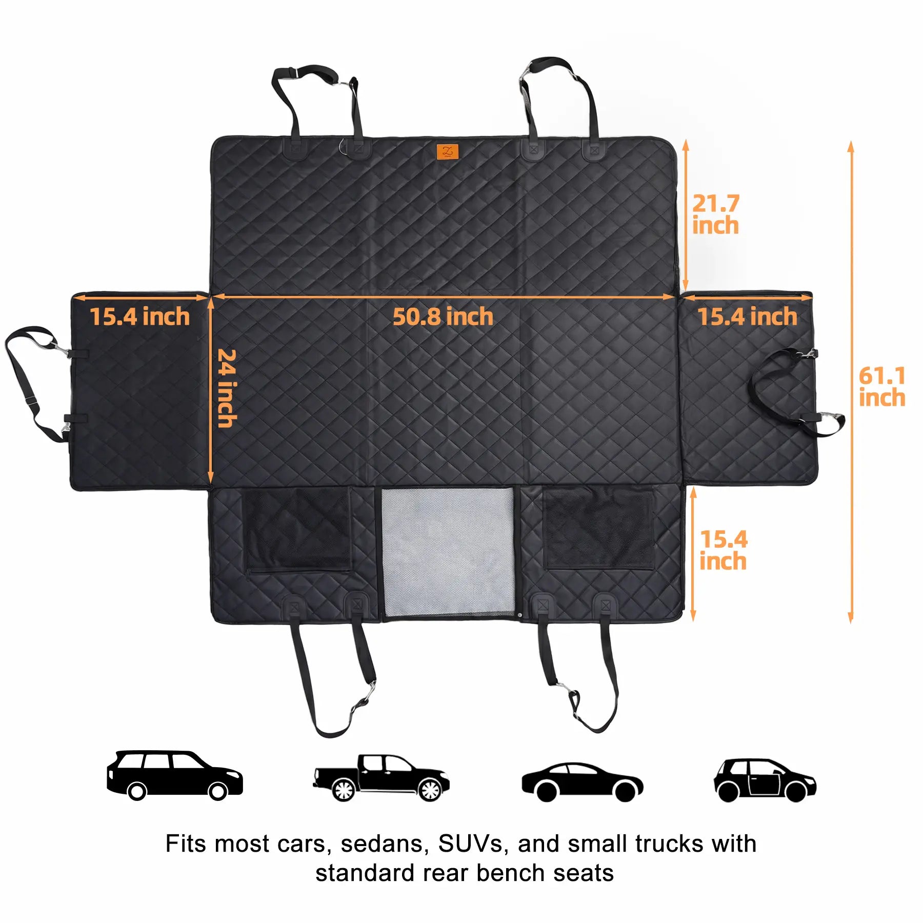 Zvrpet Heavy-Duty Dog Car Seat Cover with Mesh Window - Waterproof, Scratch-Resistant Hammock for SUVs and Trucks, Large Size, Non-Slip Design