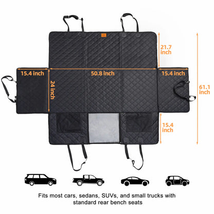Zvrpet Heavy-Duty Dog Car Seat Cover with Mesh Window - Waterproof, Scratch-Resistant Hammock for SUVs and Trucks, Large Size, Non-Slip Design