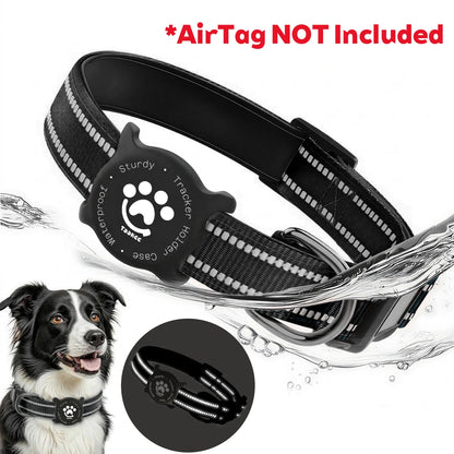 Taakcc Reflective Dog Collar with Luminous AirTag Holder, Waterproof Soft Padding, and Safety Buckle, AirTag Tracker Case Collars