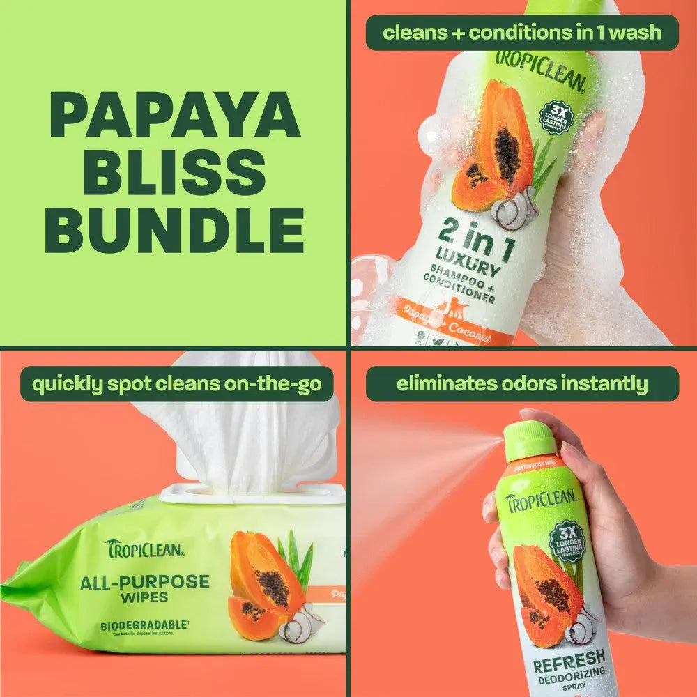 TropiClean Papaya Bliss Pet Care Bundle for Dogs and Cats