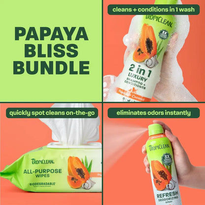 TropiClean Papaya Bliss Pet Care Bundle for Dogs and Cats