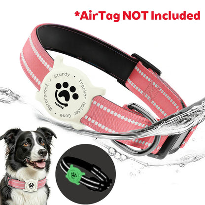 Taakcc Reflective Dog Collar with Luminous AirTag Holder, Waterproof Soft Padding, and Safety Buckle, AirTag Tracker Case Collars