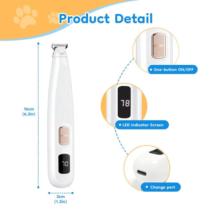 GOYJOY Waterproof Rechargeable Micro Precision Pet Trimmer for Small Dogs and Cats with LED Light and Quiet Operation for Grooming Paws, Eyes, Ears, Face, and Buttocks