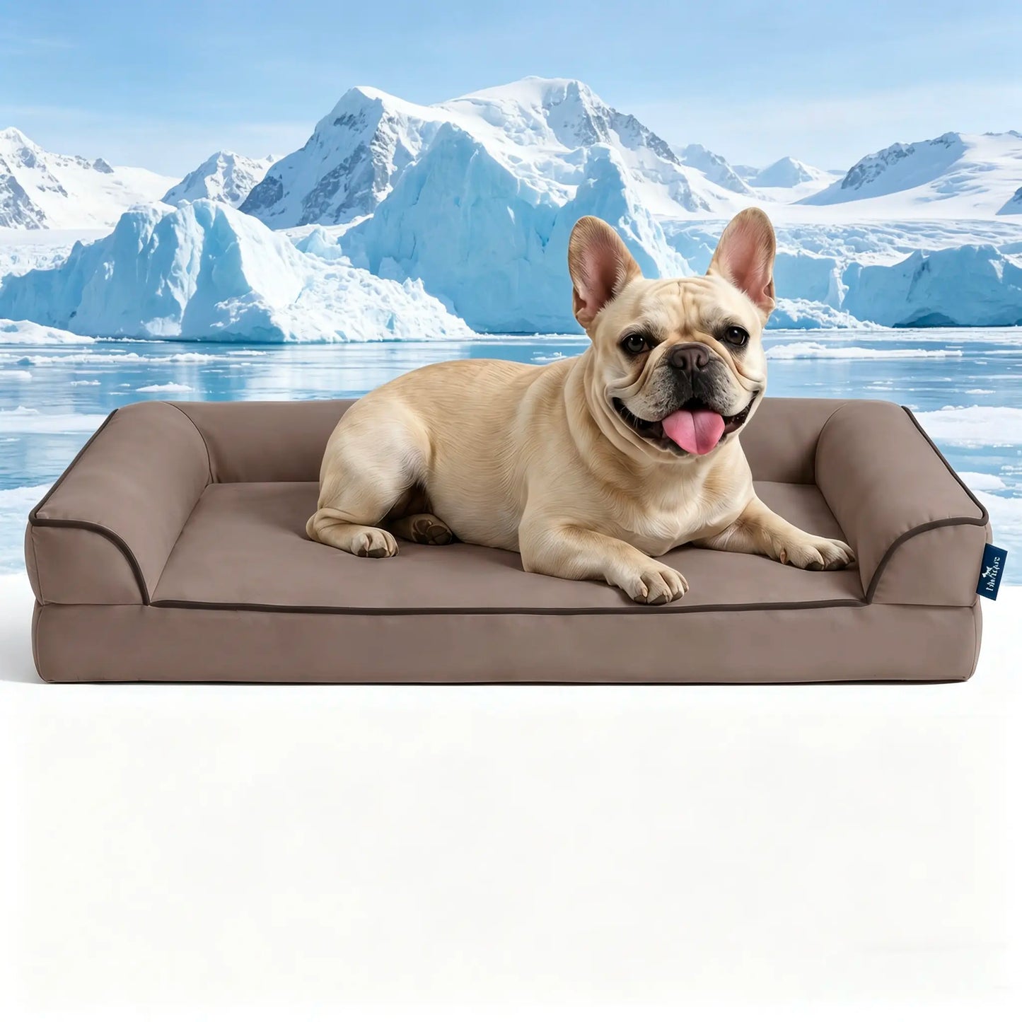 Blunique Orthopedic Cooling Pet Bed for Dogs and Cats, Waterproof Egg Crate Foam Mat and C-Shaped Sofa Bed with Q-Max 4.0 Cooling Fabric, Washable and Dryer Safe Summer Bed for Small and Large Pets