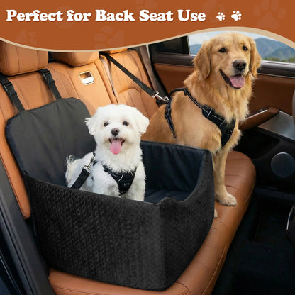 Dog Car Seat for Small Pets - All-Season Reversible Design, Enclosed with Seat Belt Straps, Non-Slip Waterproof Travel Bed for Car and Outdoor Use
