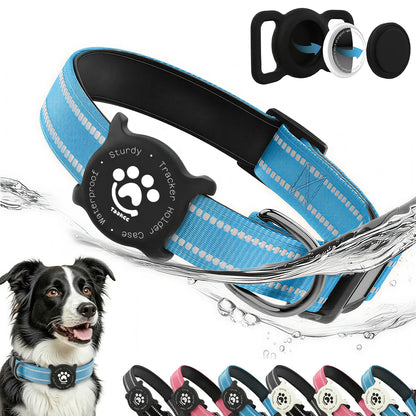Taakcc Reflective Dog Collar with Luminous AirTag Holder, Waterproof Soft Padding, and Safety Buckle, AirTag Tracker Case Collars