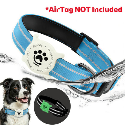 Taakcc Reflective Dog Collar with Luminous AirTag Holder, Waterproof Soft Padding, and Safety Buckle, AirTag Tracker Case Collars