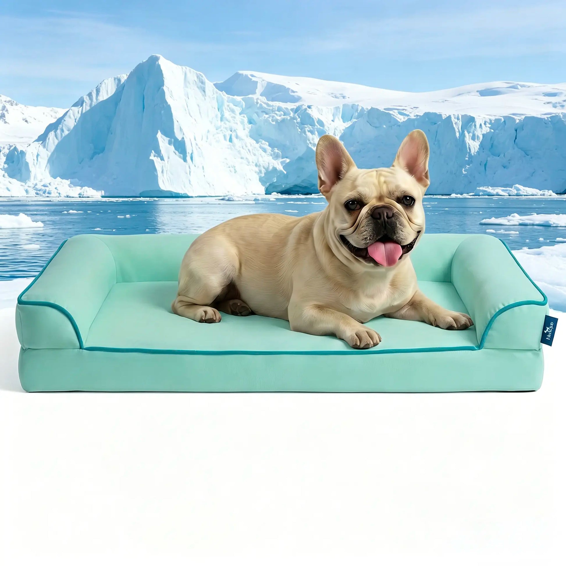Blunique Orthopedic Cooling Pet Bed for Dogs and Cats, Waterproof Egg Crate Foam Mat and C-Shaped Sofa Bed with Q-Max 4.0 Cooling Fabric, Washable and Dryer Safe Summer Bed for Small and Large Pets