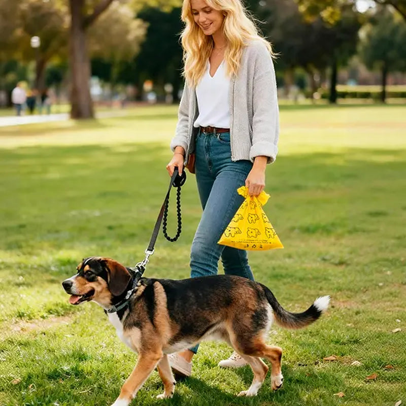 Premium Passion Fruit Scented Pet Waste Bags - Leak-Proof, Extra Thick & Large, 365 Count Pack, Yellow Velcro Closure, Essential for Dog Walking & Cat Litter Management