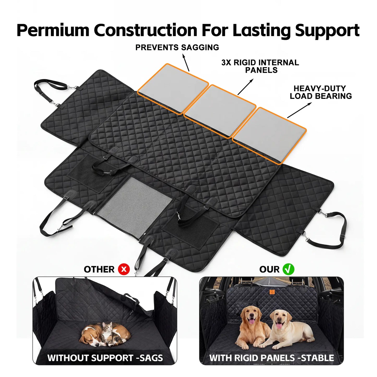 Zvrpet Heavy-Duty Dog Car Seat Cover with Mesh Window - Waterproof, Scratch-Resistant Hammock for SUVs and Trucks, Large Size, Non-Slip Design