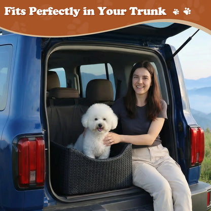 Dog Car Seat for Small Pets - All-Season Reversible Design, Enclosed with Seat Belt Straps, Non-Slip Waterproof Travel Bed for Car and Outdoor Use