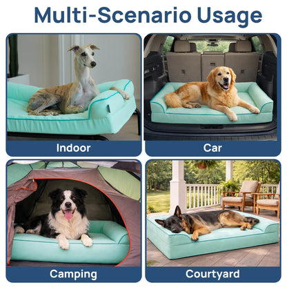 Blunique Orthopedic Cooling Pet Bed for Dogs and Cats, Waterproof Egg Crate Foam Mat and C-Shaped Sofa Bed with Q-Max 4.0 Cooling Fabric, Washable and Dryer Safe Summer Bed for Small and Large Pets