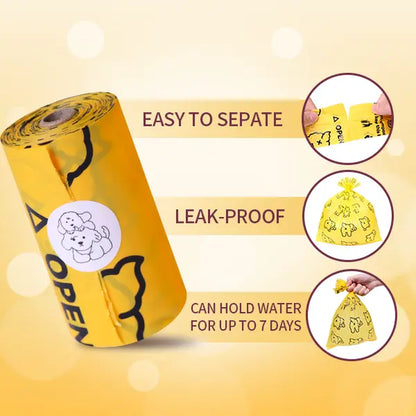 Premium Passion Fruit Scented Pet Waste Bags - Leak-Proof, Extra Thick & Large, 365 Count Pack, Yellow Velcro Closure, Essential for Dog Walking & Cat Litter Management