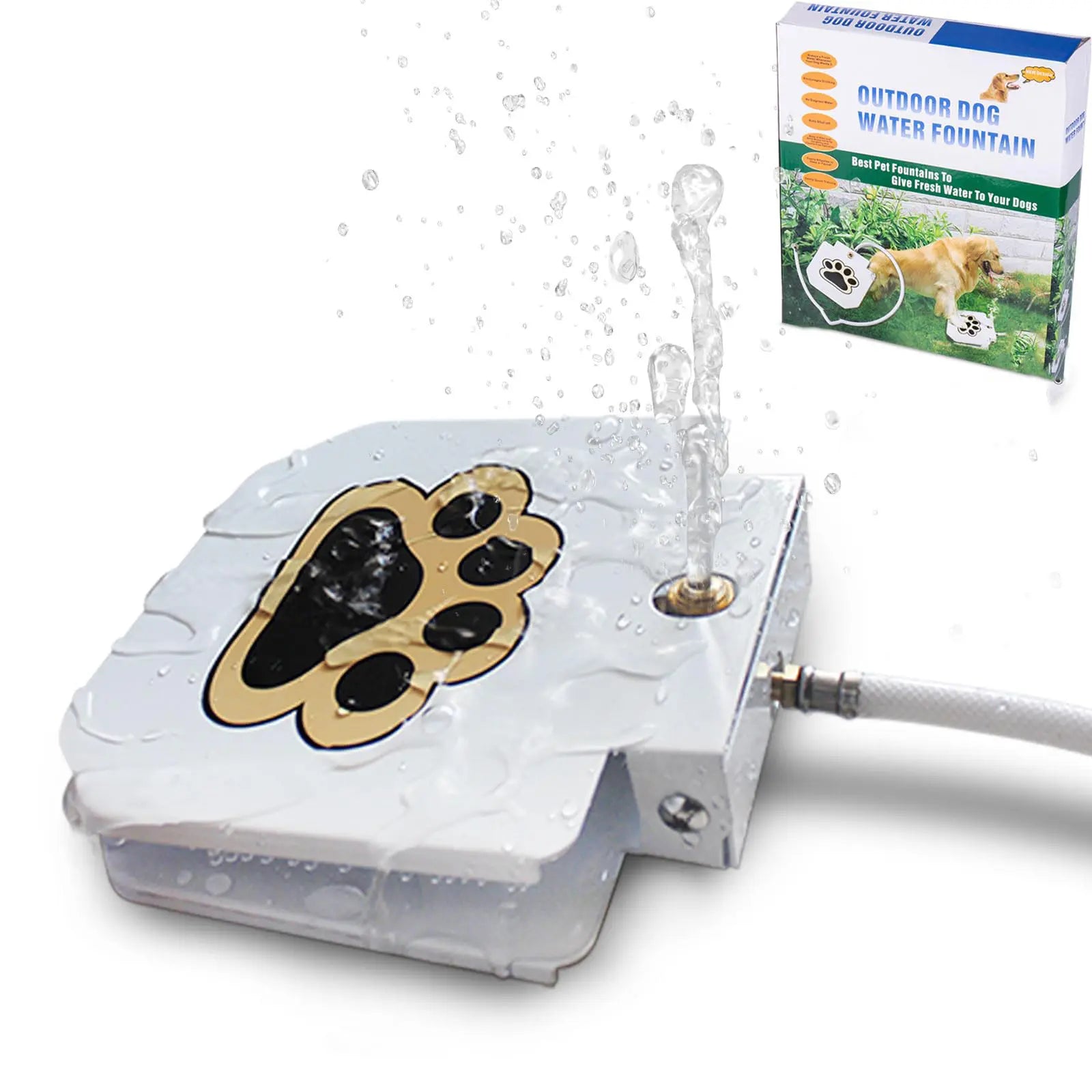 Outdoor Dog Water Fountain - Upgraded Large Dog Sprinkler Drinking Dispenser with Stainless Steel Hose for Fresh Water Access, Durable and User-Friendly Design