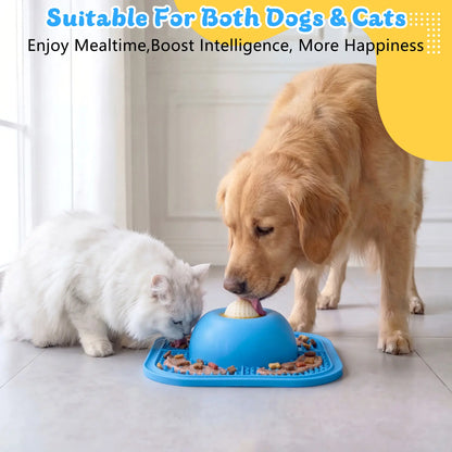 Silicone Non-Slip Slow Feeder Bowl for Dogs and Cats - Interactive Anti-Gulp Feeding Mat for Wet Food, Treats, Yogurt, and Peanut Butter