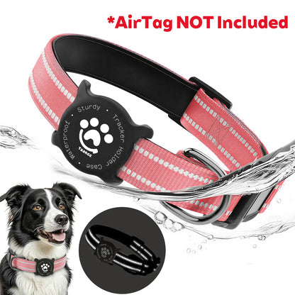Taakcc Reflective Dog Collar with Luminous AirTag Holder, Waterproof Soft Padding, and Safety Buckle, AirTag Tracker Case Collars