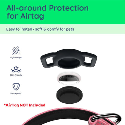 Taakcc Reflective Dog Collar with Luminous AirTag Holder, Waterproof Soft Padding, and Safety Buckle, AirTag Tracker Case Collars