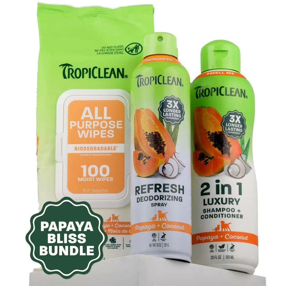 TropiClean Papaya Bliss Pet Care Bundle for Dogs and Cats