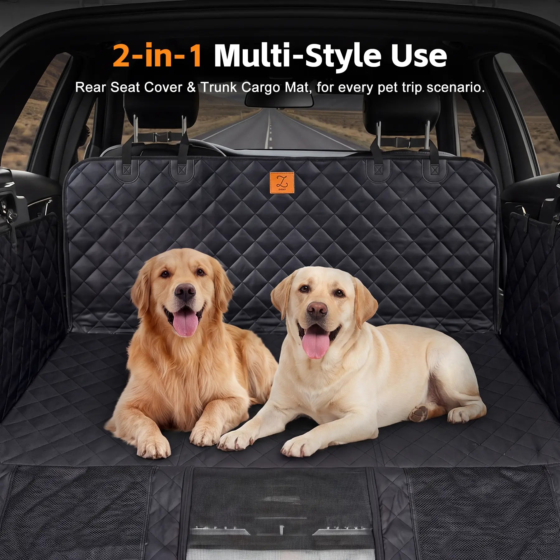 Zvrpet Heavy-Duty Dog Car Seat Cover with Mesh Window - Waterproof, Scratch-Resistant Hammock for SUVs and Trucks, Large Size, Non-Slip Design