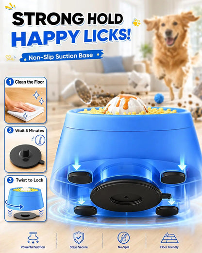 Picky Zoom Interactive Slow Feeder Dog Bowl - 2-in-1 Enrichment Feeder with Rolling Lick Ball for Rapid Eaters, Featuring Anti-Slip Suction Base for Frozen Treats, Yogurt, and Wet Food for Dogs and Cats