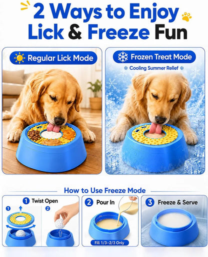 Picky Zoom Interactive Slow Feeder Dog Bowl - 2-in-1 Enrichment Feeder with Rolling Lick Ball for Rapid Eaters, Featuring Anti-Slip Suction Base for Frozen Treats, Yogurt, and Wet Food for Dogs and Cats