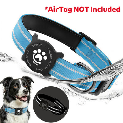 Taakcc Reflective Dog Collar with Luminous AirTag Holder, Waterproof Soft Padding, and Safety Buckle, AirTag Tracker Case Collars