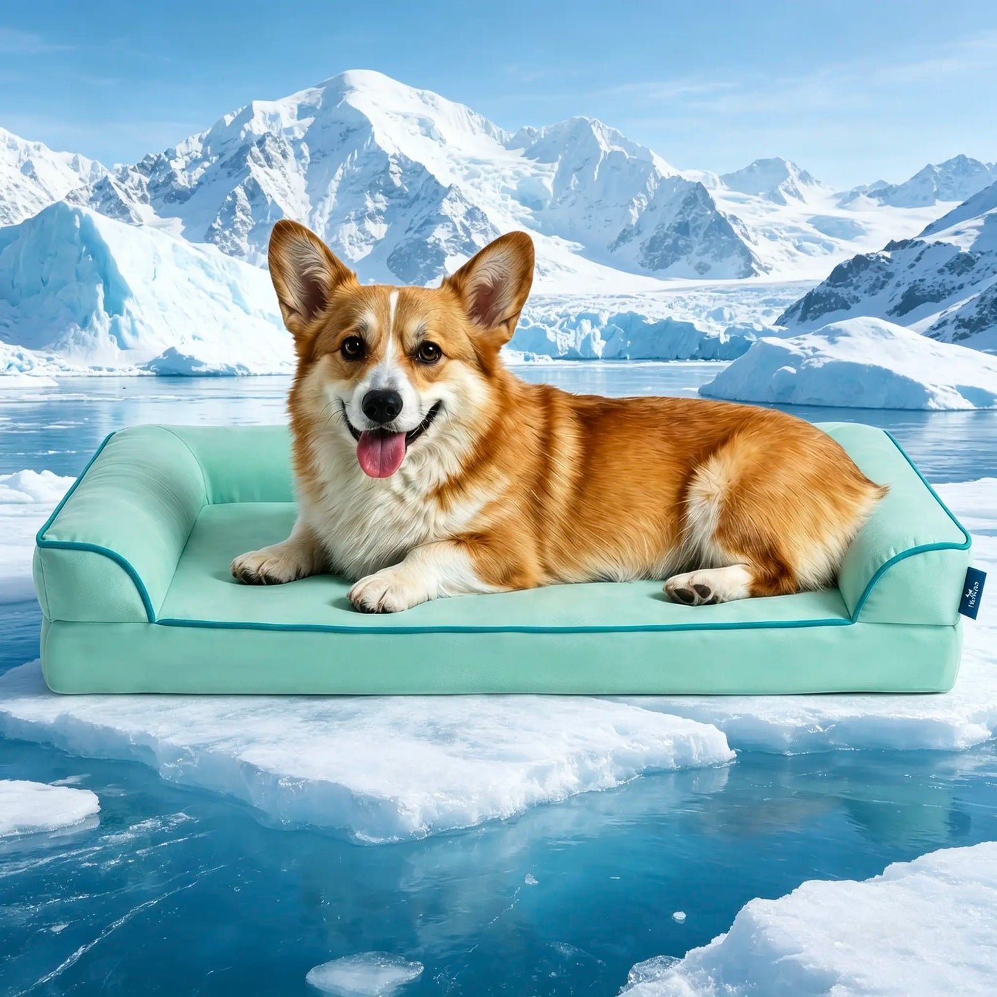 Blunique Orthopedic Cooling Pet Bed for Dogs and Cats, Waterproof Egg Crate Foam Mat and C-Shaped Sofa Bed with Q-Max 4.0 Cooling Fabric, Washable and Dryer Safe Summer Bed for Small and Large Pets