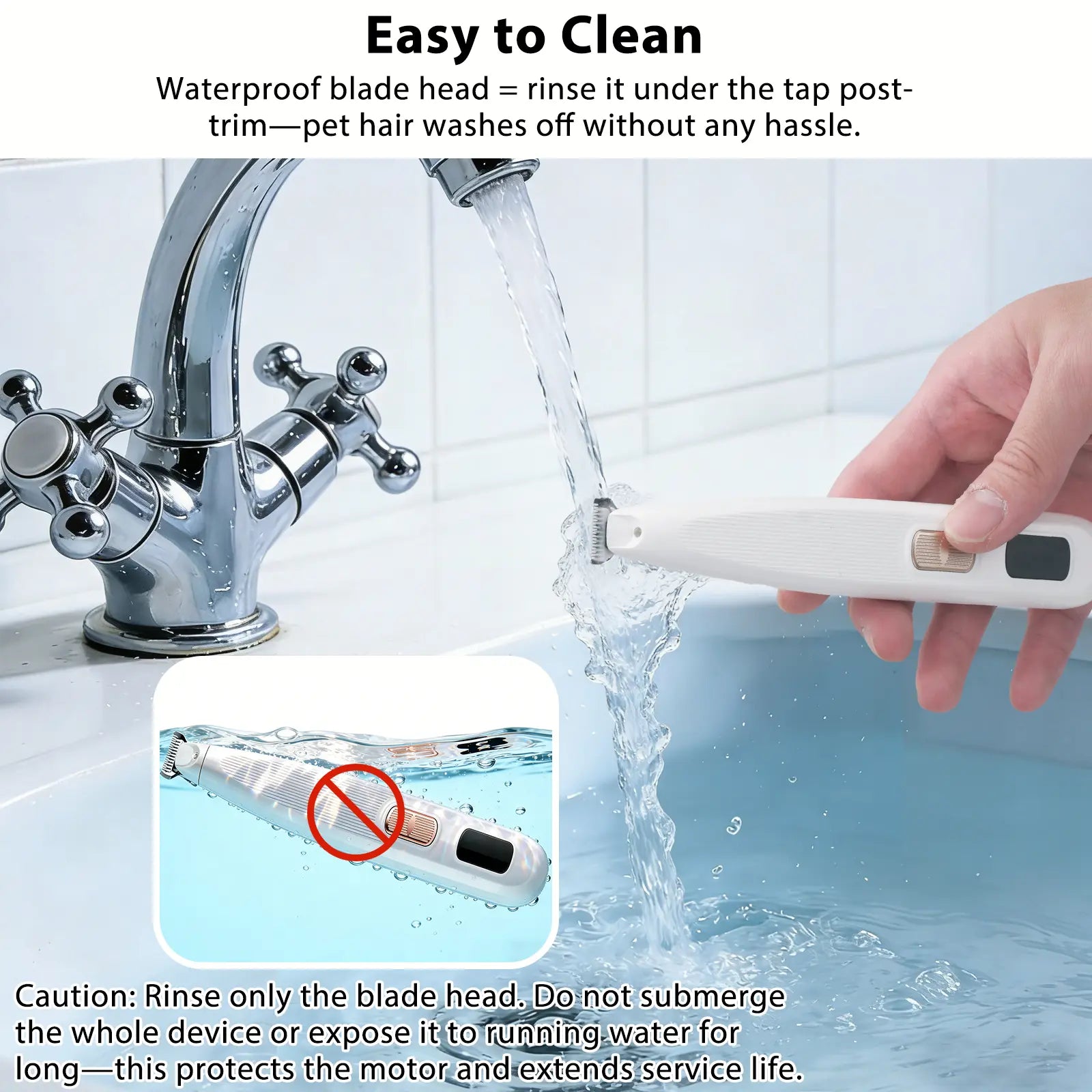 GOYJOY Waterproof Rechargeable Micro Precision Pet Trimmer for Small Dogs and Cats with LED Light and Quiet Operation for Grooming Paws, Eyes, Ears, Face, and Buttocks
