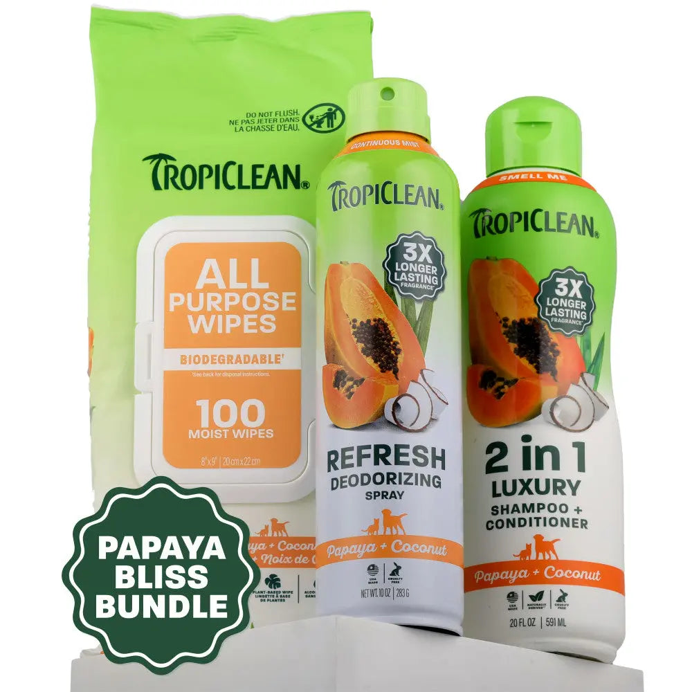 TropiClean Papaya Bliss Pet Care Bundle for Dogs and Cats