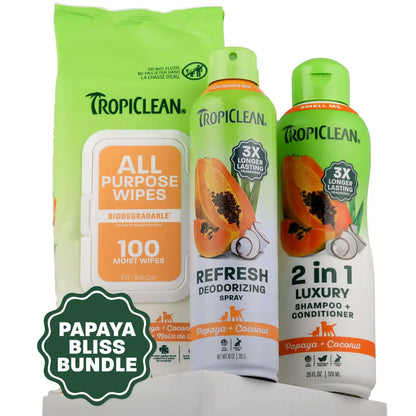 TropiClean Papaya Bliss Pet Care Bundle for Dogs and Cats